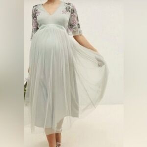 MAYA MaternityGreen Sage DressTulle & Sequin NWT Size 4
